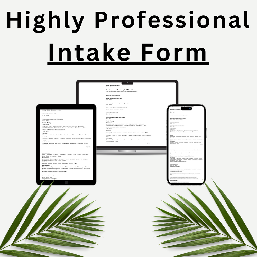 Professional Massage Therapy Client Intake Form + Free PDF Fillable Form