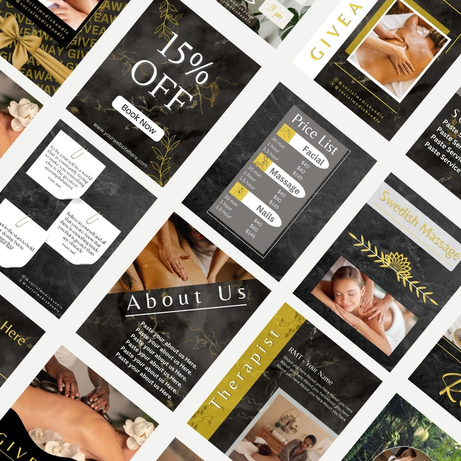 
                  
                    30 Dark HQ Massage Therapist Social Media Post Templates I Massage Instagram Template I Spa Instagram Template I Clinic Instagram Template
                  
                